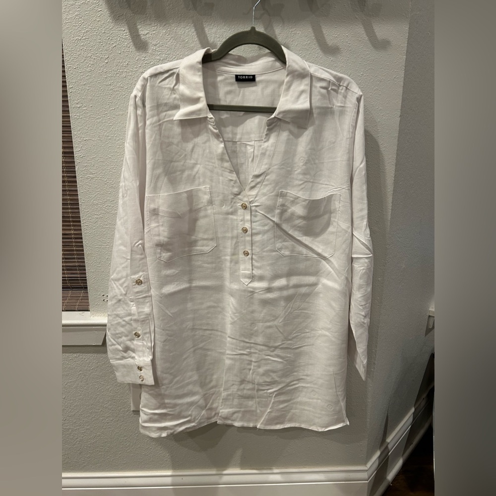 Torrid button down linen shirt
